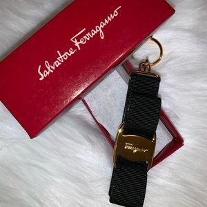 NEW Ferragamo Black Vara Keychain